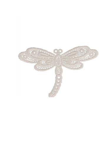 Iron-on patch dragonfly lace - White