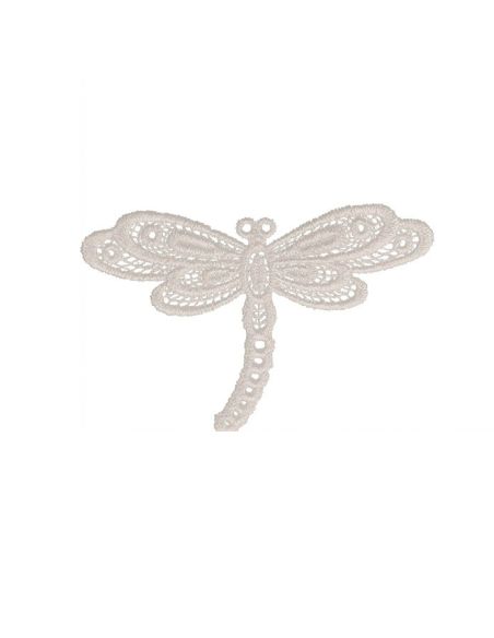 Iron-on patch dragonfly lace - White