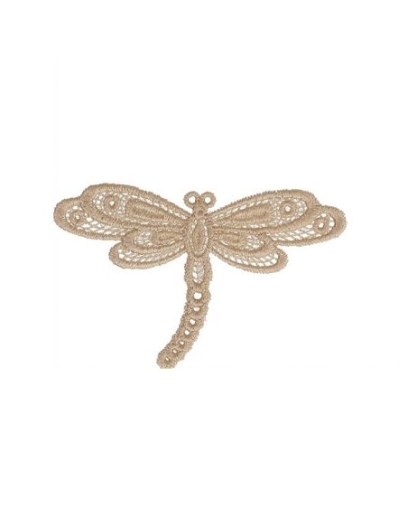 Iron-on patch dragonfly lace - Beige