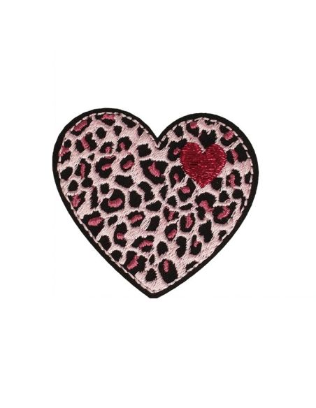 Iron-on patch heart - Pink Panther