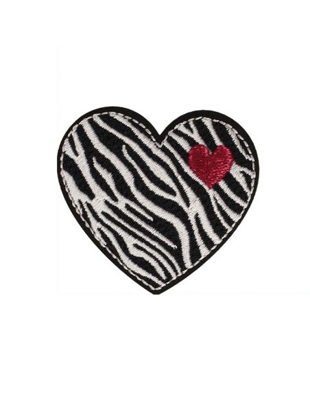 Iron-on patch heart - Zebra