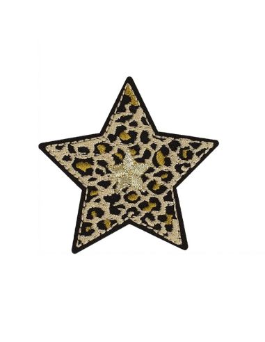 Iron-on star patch - Beige panther