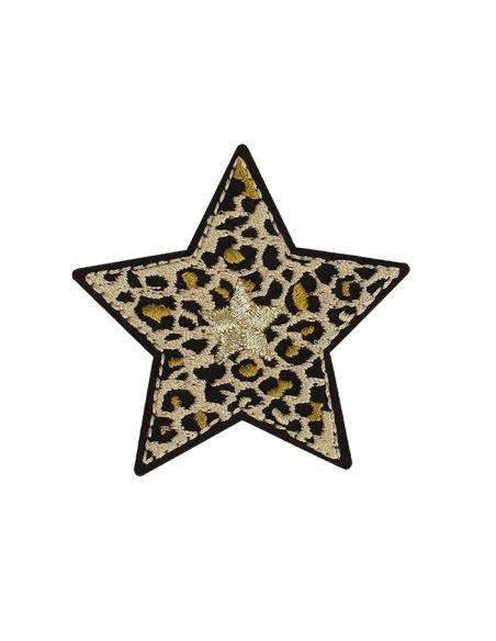 Iron-on star patch - Beige panther