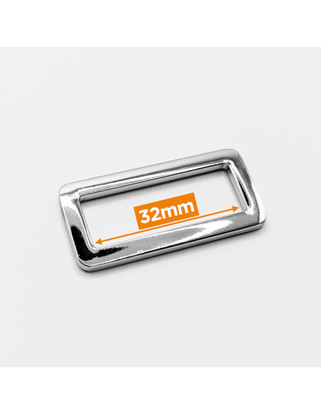 Rectangular metal buckle - Silver 32 mm