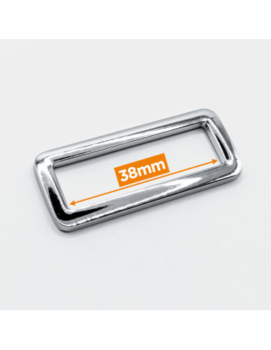 Rectangular metal buckle - Silver 38 mm