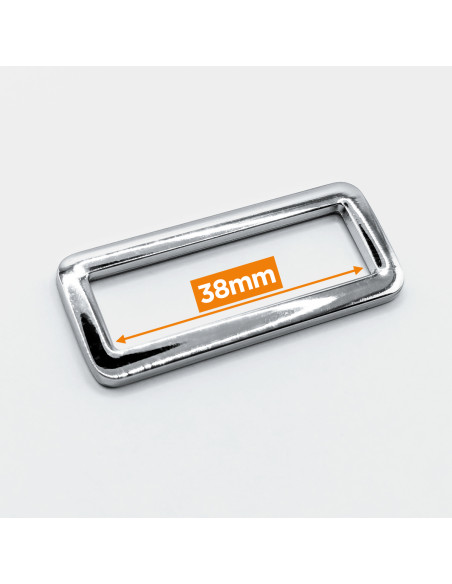 Rectangular metal buckle - Silver 38 mm