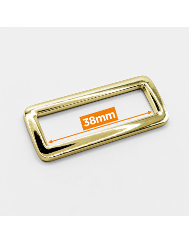 Rectangular metal buckle - Yellow gold 38 mm