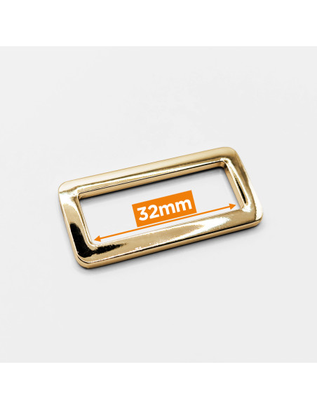 Rectangular metal buckle - Light gold 32 mm