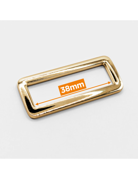 Rectangular metal buckle - Light gold 38 mm
