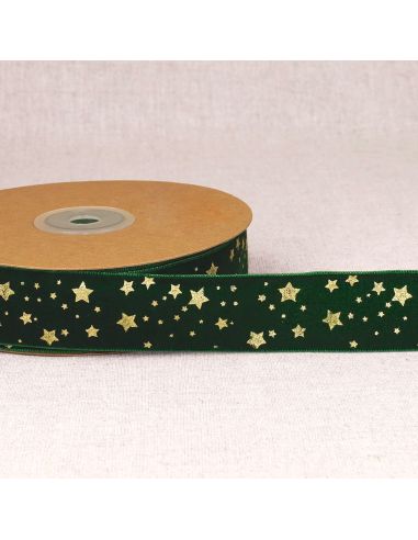 Velvet Christmas star ribbon - Green