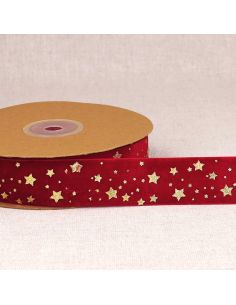 Christmas star velvet ribbon - Red