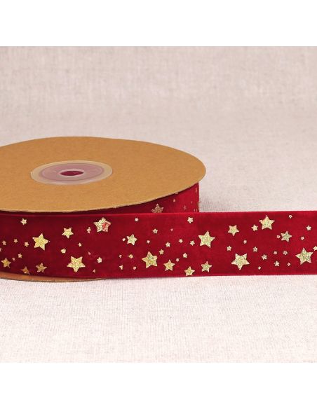 Christmas star velvet ribbon - Red
