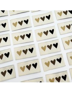 Set of 5 woven sew-on labels Hello Beauty - 3 hearts 2