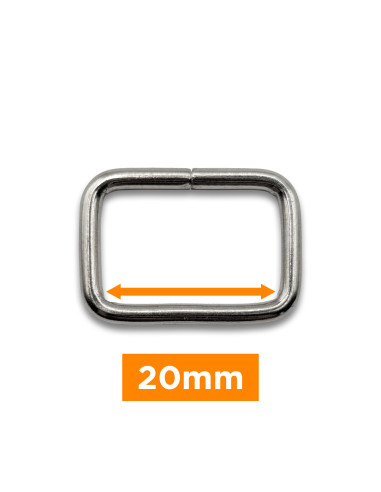 Rectangular buckle - Silver 20 mm