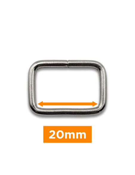 Rectangular buckle - Silver 20 mm