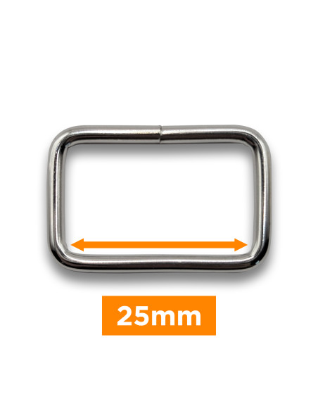 Rectangular buckle - Silver 25 mm
