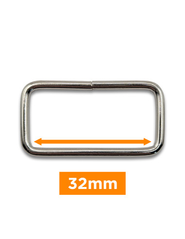 Rectangular buckle - Silver 32 mm