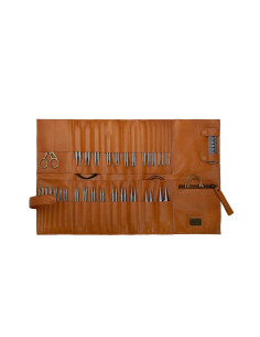 Muud Stockholm XL Leather Storage Case for Circular Needles - Whisky 2