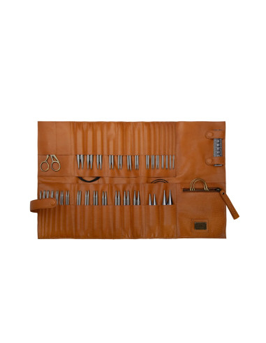 Etui de rangement en cuir pour aiguilles circulaires Muud Stockholm XL - Whisky
