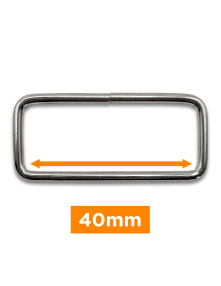 Rectangular buckle - Silver 40 mm