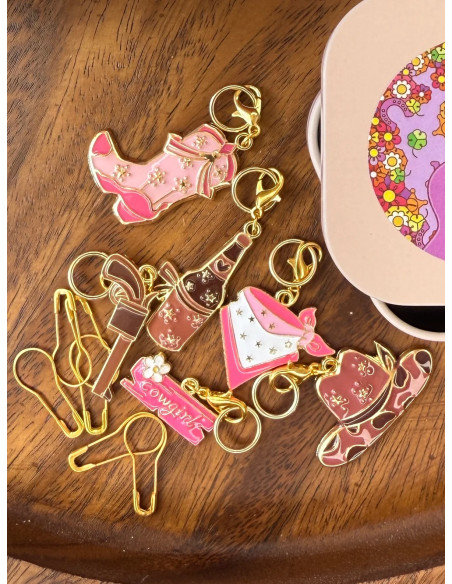 Set of 12 stitch marker rings - Cowgirl summer