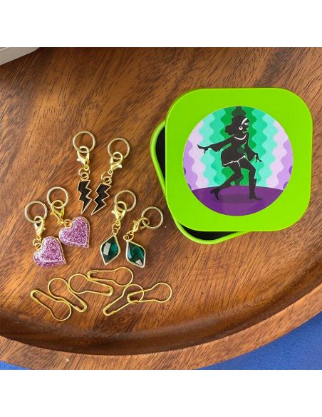 Set of 12 stitch marker rings - Funky Wave