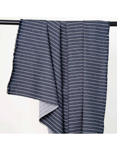 Denim Fabric Wide Stripes Mid Blue - Atelier Brunette