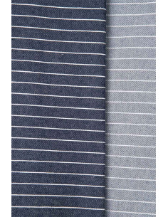 Denim Fabric Wide Stripes Mid Blue - Atelier Brunette 2