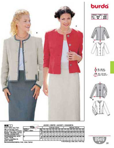 Jacket Pattern - Burda 8949