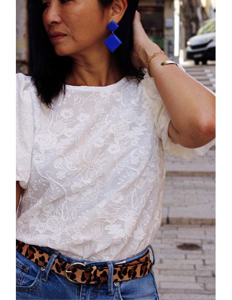 Alba white English embroidery fabric - My Dress Made