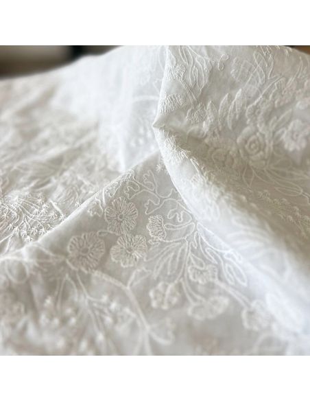 Alba white English embroidery fabric - My Dress Made