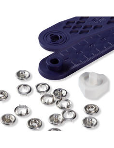 Box of 10 nickel jersey snap buttons with 8 mm tool 2