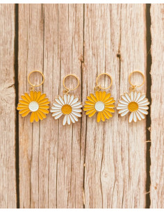 Set of 4 stitch marker rings - Yellow and white daisies XL 2