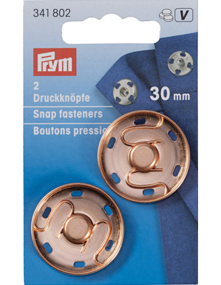 30 mm sew-on snap buttons - Rose gold