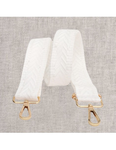 Chevron bag strap with carabiners - White