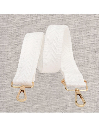 Chevron bag strap with carabiners - White