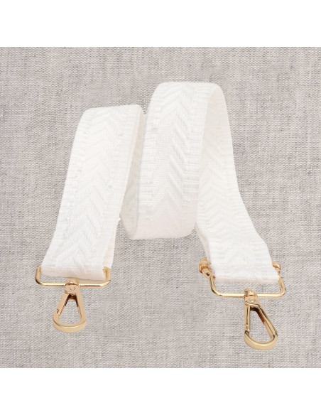 Chevron bag strap with carabiners - White