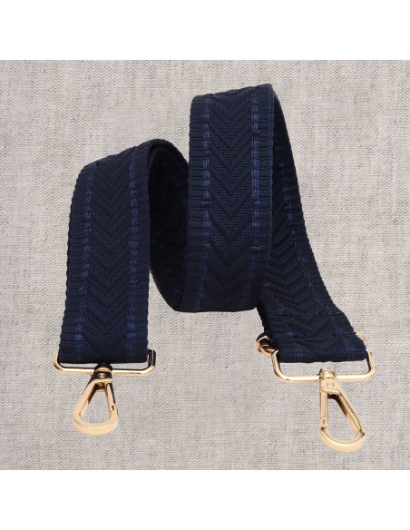 Chevron bag strap with carabiners - Navy blue