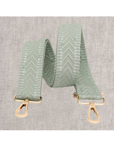 Chevron bag strap with carabiners - Sage
