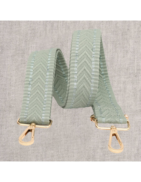 Chevron bag strap with carabiners - Sage