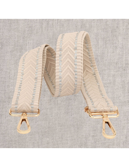 Chevron bag strap with carabiners - Ivory