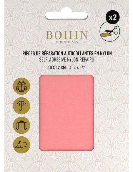 Bohin self-adhesive nylon repair patches - Pastel pink