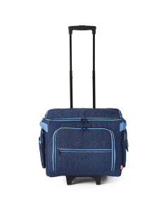 Trolley suitcase for sewing machine - Denim blue