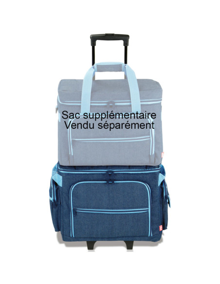 Trolley suitcase for sewing machine - Denim blue