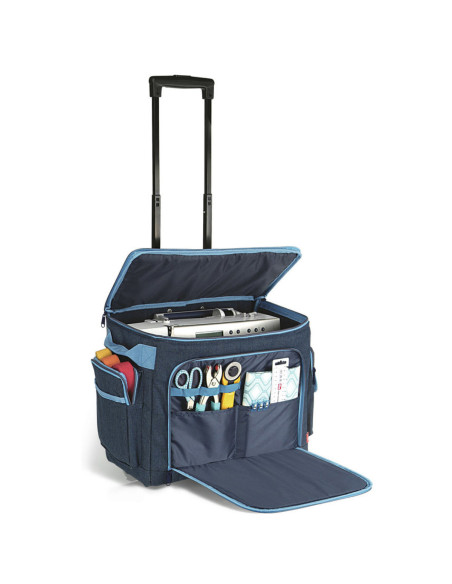 Trolley suitcase for sewing machine - Denim blue