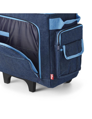Trolley suitcase for sewing machine - Denim blue