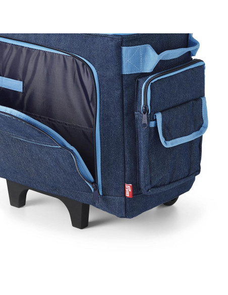 Trolley suitcase for sewing machine - Denim blue