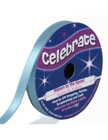 Sky blue Celebrate satin ribbon - 6 mm x 6 meters