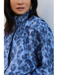 Flamed Viscose Denim Leopard Fabric - My Dress Made 2