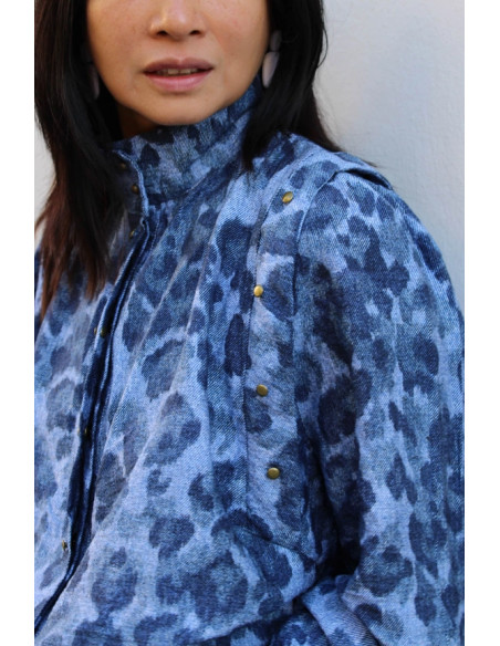 Slub Viscose Denim Leopard Fabric - My Dress Made
